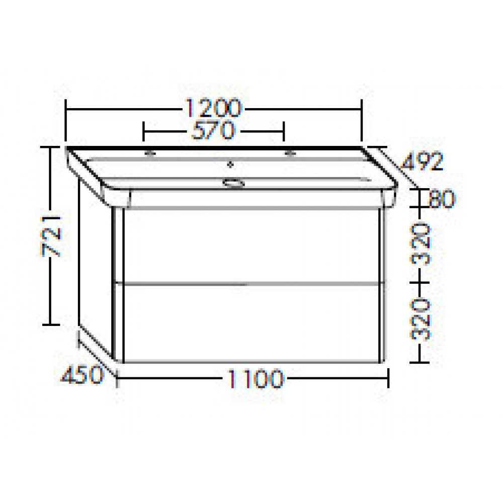 Тумба под раковину, Burg, Iveo, шгв 1200*492*721, с светодиодной подсветкой, раковина-в комплекте, цвет-Flanelle oak decor