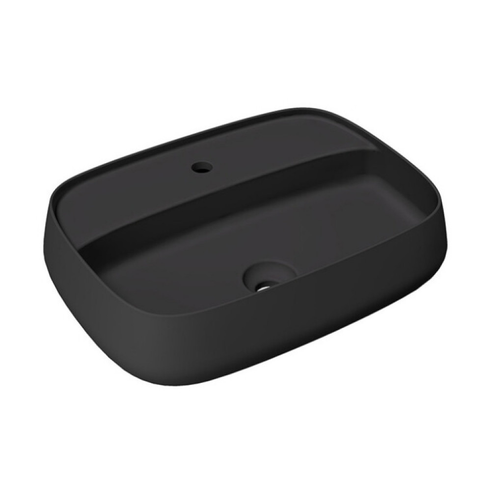 Раковина, Alice, NUR, Plan, шгв 600*450*150, отверстия для смесителя-1, Aliglaze+, цвет-черный матовый