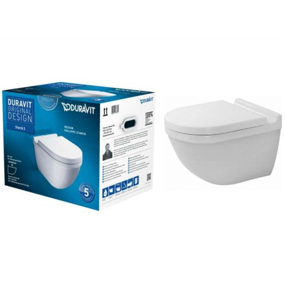 Унитаз подвесной, Duravit, Starck 3, шгв 400*560*390, цвет-белый