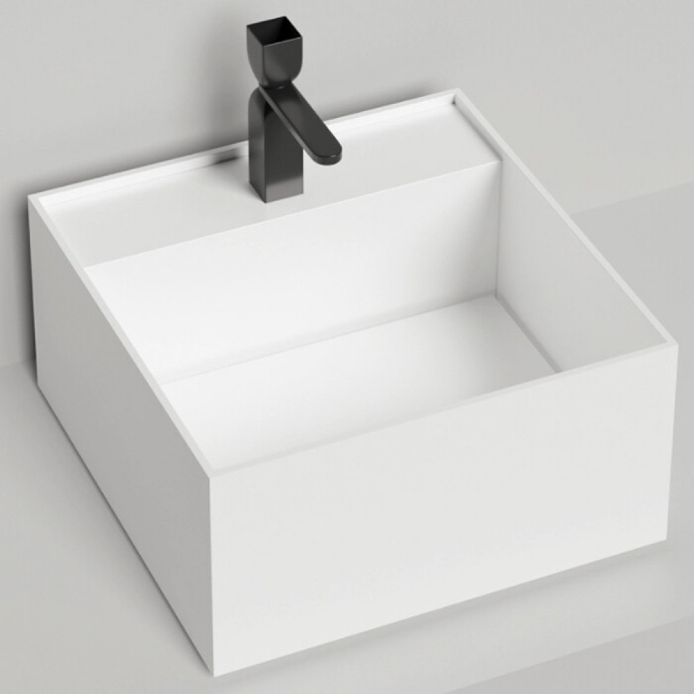 Раковина, Salini, Armonia Square Top, шгв 450*450*250, отверстия для смесителя-1, цвет-белый матовый