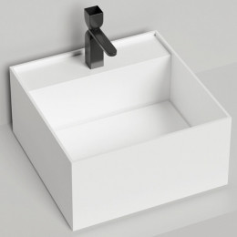 Раковина, Salini, Armonia Square Top, шгв 450*450*250, отверстия для смесителя-1, цвет-белый матовый