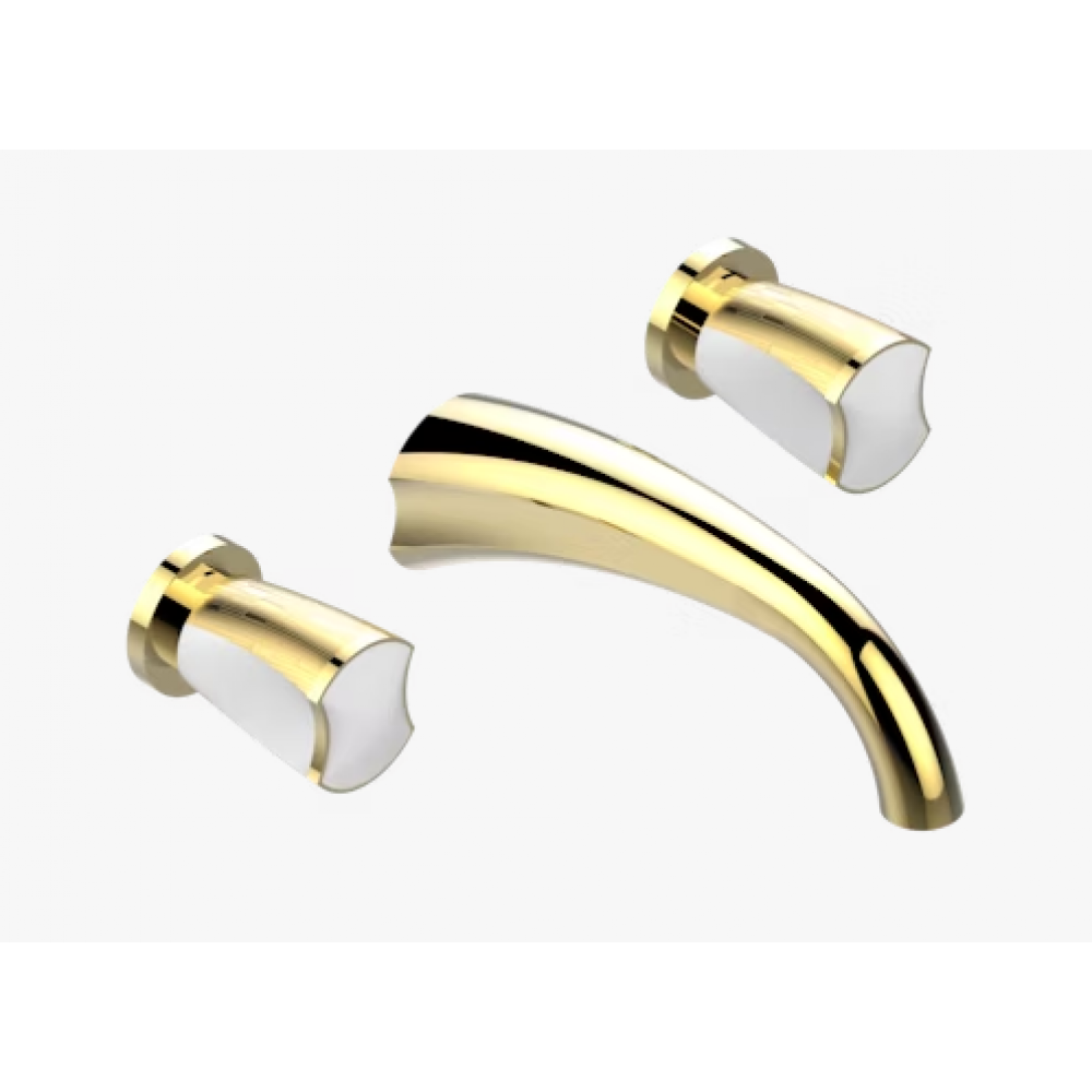 Смеситель для раковины, THG, Infini white porcelain with gold decor, цвет-золотистый PVD