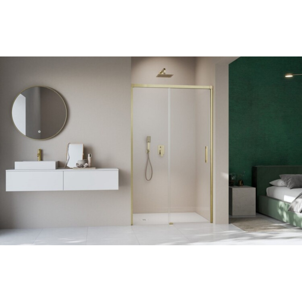 Дверь, Radaway, Idea DWJ, шв 1100*2005, петли-слева, brushed gold, цвет стекла-прозрачный, Easy Clean