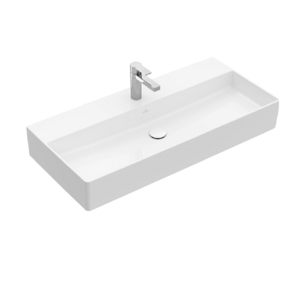 Раковина, Villeroy&Boch, Memento 2.0, шгв 1000*470*135, отверстия для смесителя-1, CeramicPlus, цвет-альпийский белый