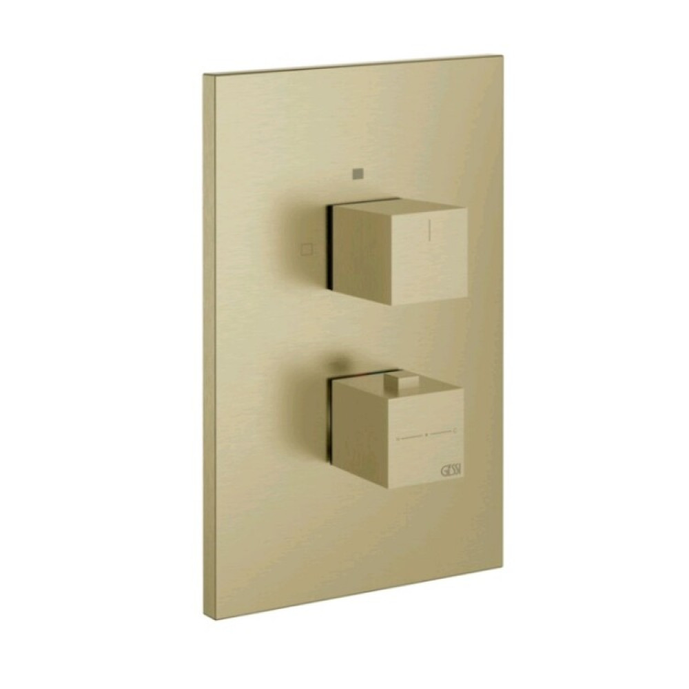 Смеситель для душа, Gessi, Rettangolo shower, на 2 потребителя, цвет-Brushed Brass PVD