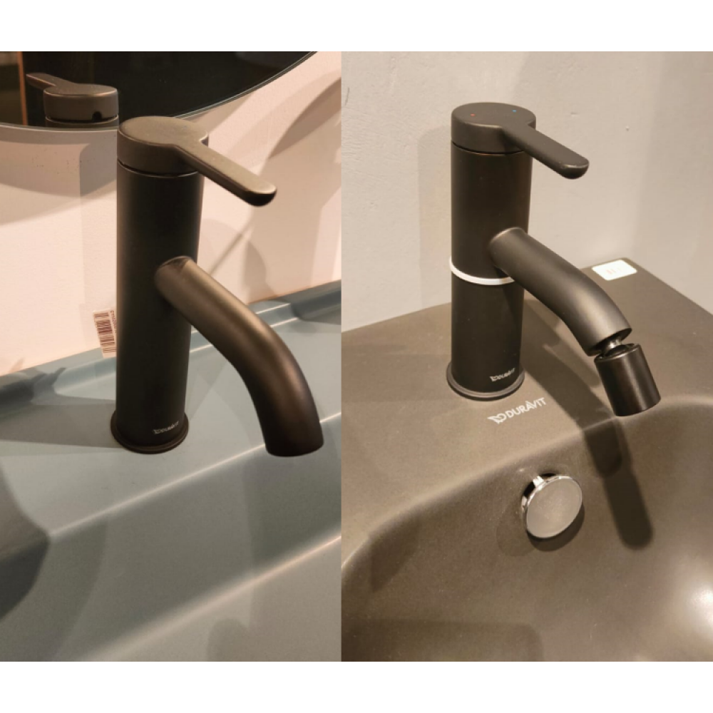 Комплект смесителей, Duravit, C.1, смеситель для биде + смеситель для раковины, цвет-черный матовый