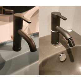 Комплект смесителей, Duravit, C.1, смеситель для биде + смеситель для раковины, цвет-черный матовый