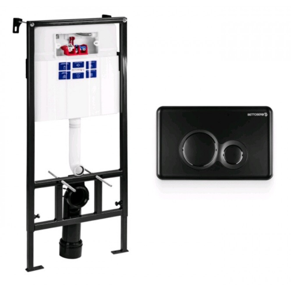 Инсталляция, Bettoserb, Sava Fix Slim, для унитаза, шгв 520*200*1136, цвет клавиши-чёрный матовый