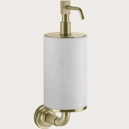 Дозатор для жидкого мыла, Gessi, VENTI20, шгв 75*136*254, цвет дозатора-Brushed Brass PVD/белый