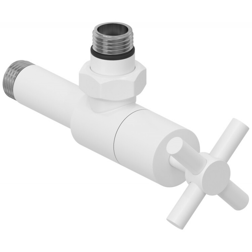 Вентиль, Сунержа, G 1/2" НР х G 1/2" НР, угловой, крест, цвет-белый матовый