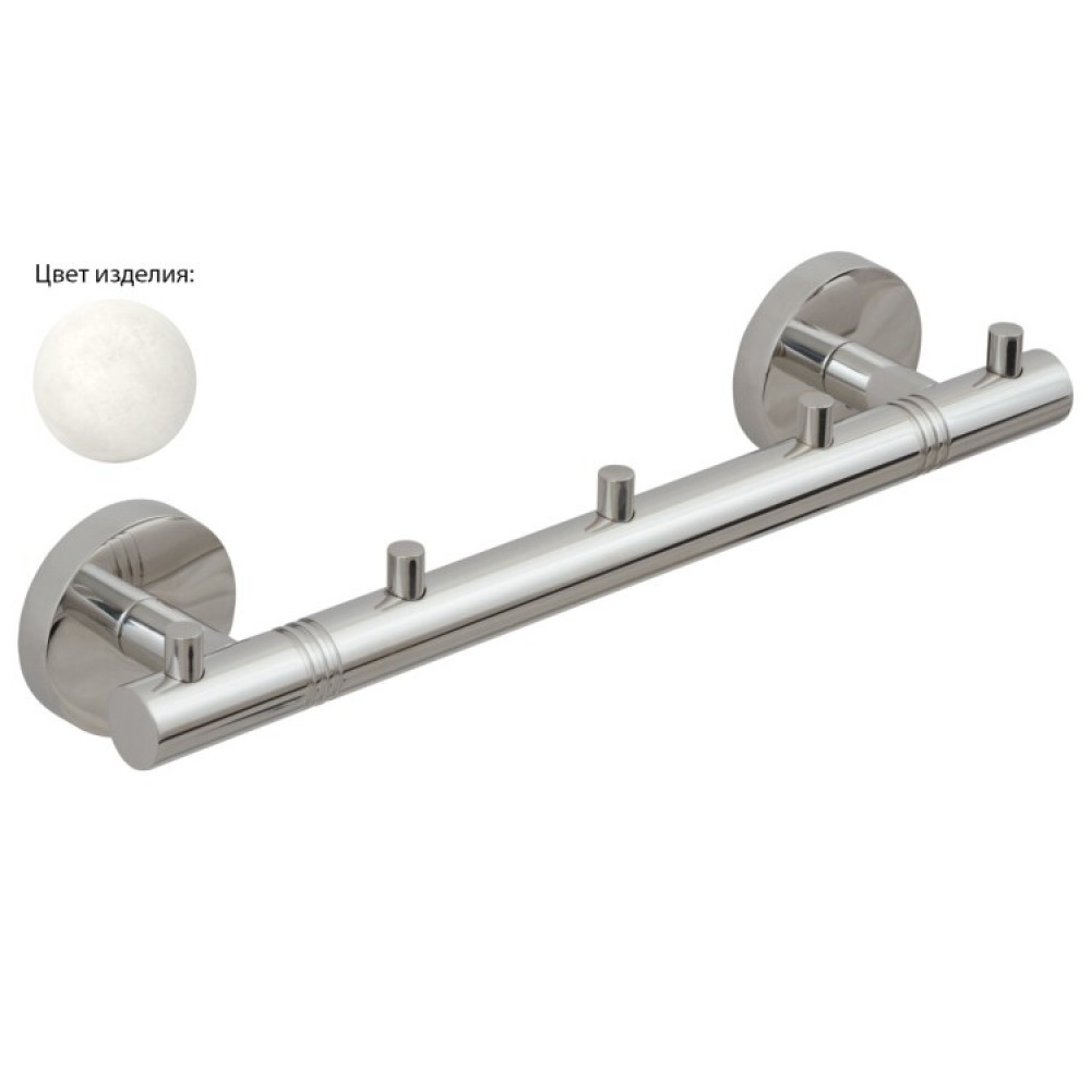 Полотенцедержатель, Сунержа, КАНЬОН, с 5-ю крючками, шгв 260*53*50, цвет-флок белый