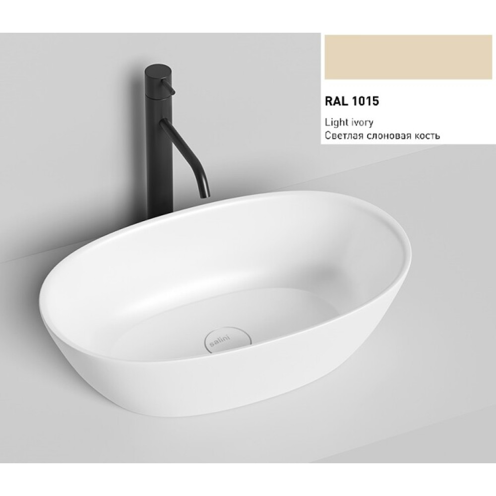 Раковина, Salini, Sofia, шгв 555*330*150, отверстия для смесителя-отсутствуют, цвет внутри и снаружи-RAL1015 матовый