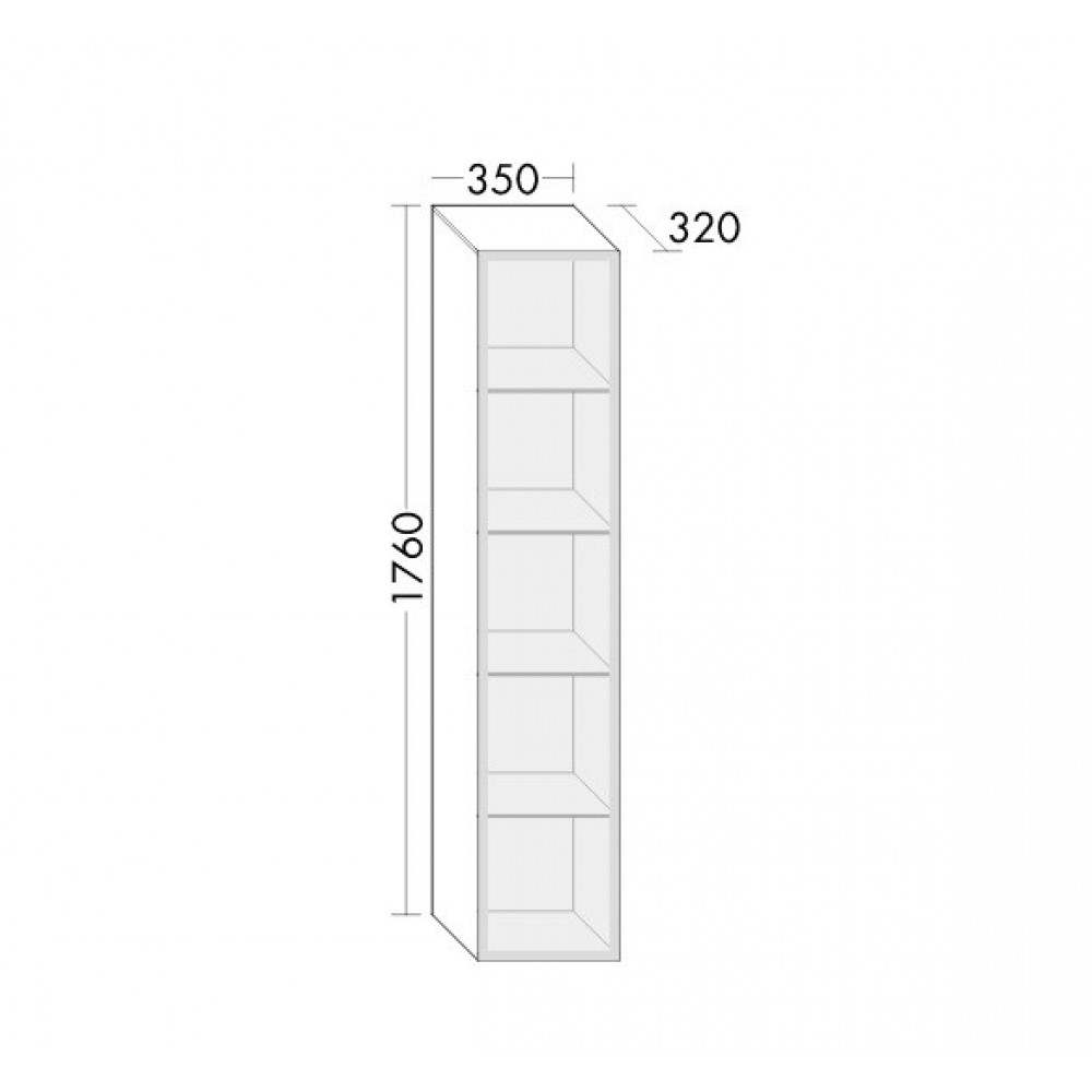Шкаф-пенал, Burg, Yumo, шгв 350*320*1760, петли-справа, цвет-серый высокий блеск (Grey high gloss)