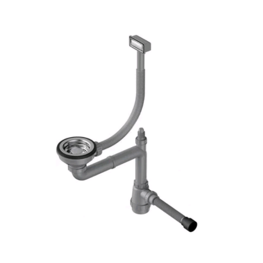 Слив-перелив, OMOIKIRI, WK-1, для одночашевых моек, цвет-античное серебро