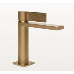 Смеситель для раковины, Gessi, Inverso Rigato, цвет-Warm Bronze Brushed PVD