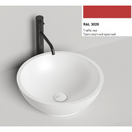 Раковина, Salini, Gloria, шгв 415*415*150, отверстия для смесителя-отсутствуют, цвет внутри и снаружи-RAL3020 матовый