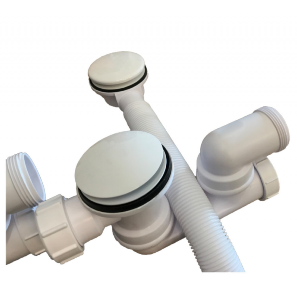 Слив-перелив, Knief, вид-для ванны системы click-clack, белый матовый