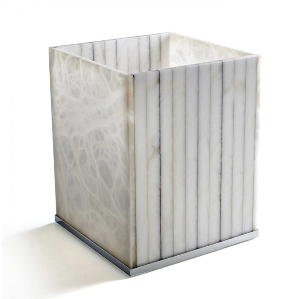 Урна, 3SC, Rigato, шгв 200*200*250, цвет-алебастр/хром