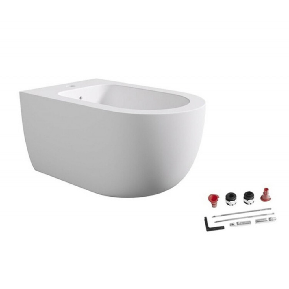 Биде, Alice, Unica, подвесной, шгв 350*550*285, Aliglaze+, с набором для крепления, цвет-белый