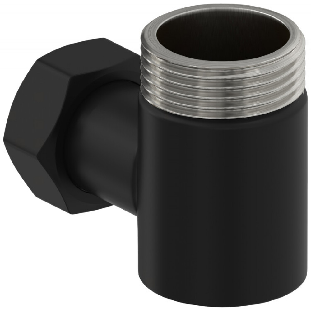 Уголок, Сунержа, переходной, присоединительный размер-НР G 1" / НГ G 3/4", цвет-черный матовый