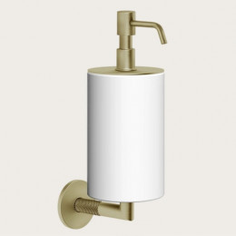 Дозатор для жидкого мыла, Gessi, Anello, шгв 75*128*243, цвет дозатора-Brushed Brass PVD/белый