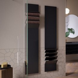 Полотенцесушитель, Antrax, Flaps A, шгв 350*145*1210, со штекером schuko, нижнее по центру, цвет-чёрный матовый