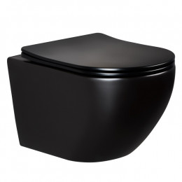 Унитаз, Splendy, Light, Tornado, подвесной, шгв 365*525*345, с сиденьем, цвет-черный матовый/черный глянцевый