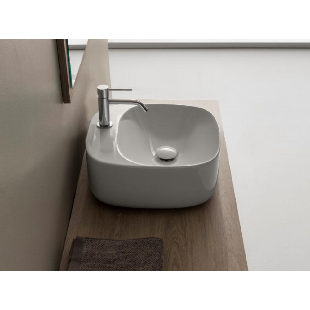 Раковина, Scarabeo, Moon, шгв 420*420*180, отверстия для смесителя-1, цвет-Pearl matt