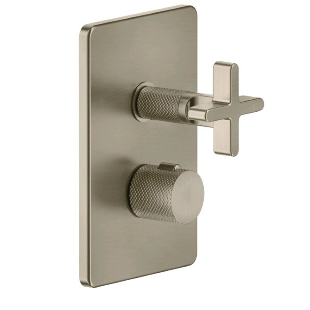 Смеситель для душа, Gessi, Inciso Bath&Shower, на 3 потребителя, цвет-Finox Brushed Nickel