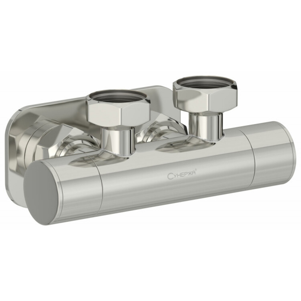 Вентиль, Сунержа, EU50, 2 х НГ G 3/4" / 2 х НГ G 3/4", угловой, скрытый, цвет-сталь без покрытия