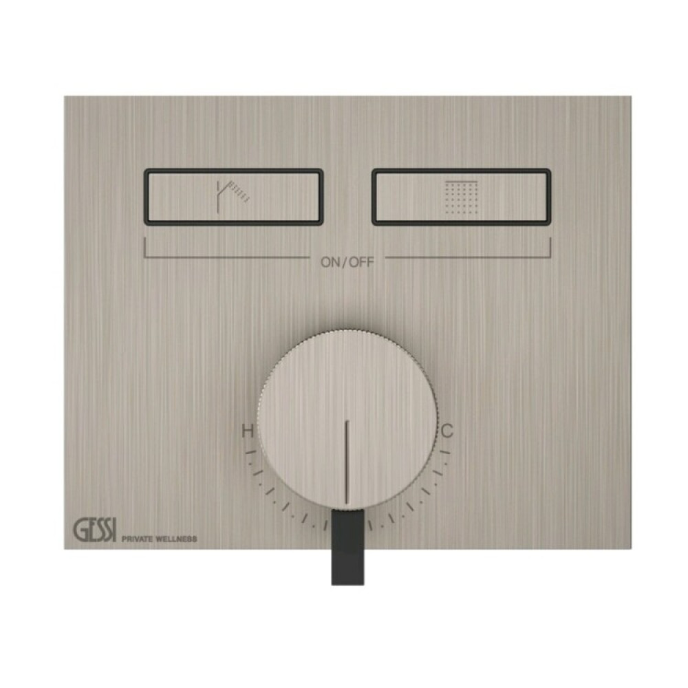 Смеситель для душа, Gessi, HI-FI, на 2 потребителя, цвет-Finox Brushed Nickel