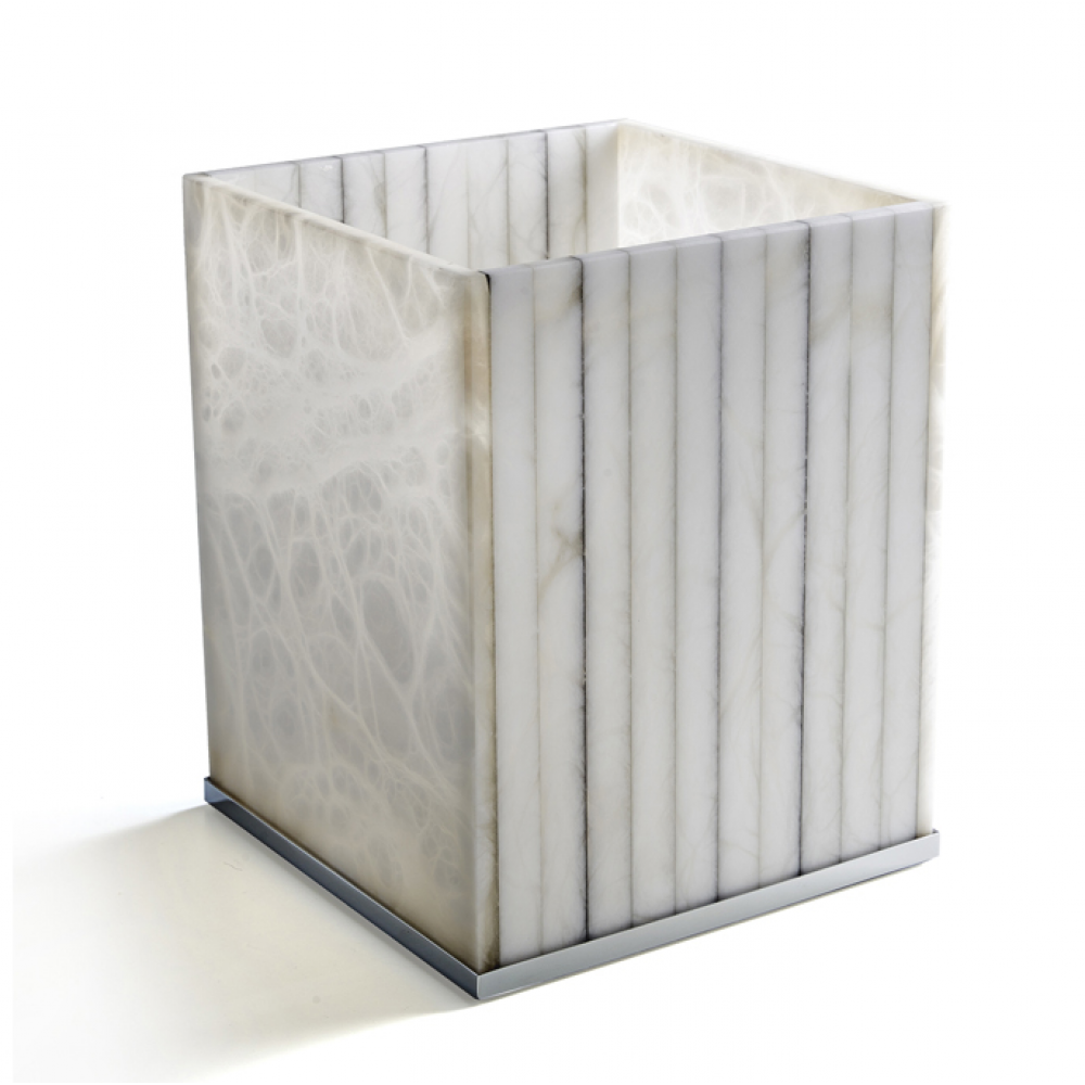 Урна, 3SC, Rigato, шгв 200*200*250, цвет-алебастр/никель сатинированный полированный