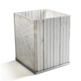 Урна, 3SC, Rigato, шгв 200*200*250, цвет-алебастр/никель сатинированный полированный