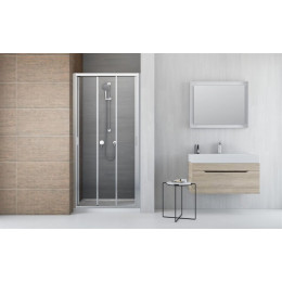 Дверь, Radaway, Evo, шв 800*2000, трёхсекционая, петли-слева и справа, хром, цвет стекла-прозрачный, Easy Clean