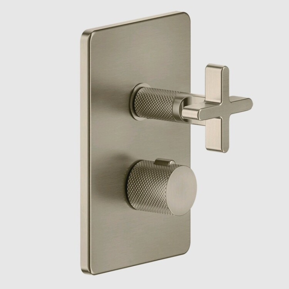 Смеситель для душа, Gessi, Inciso Bath&Shower, на 2 потребителя, цвет-Finox Brushed Nickel