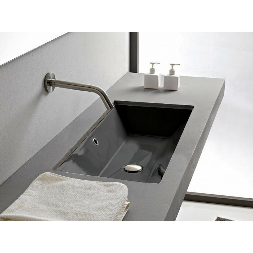 Раковина, Scarabeo, Teorema 2.0, шгв 600*360*170, отверстия для смесителя-отсутствуют, BIOKER, цвет-Ardesia