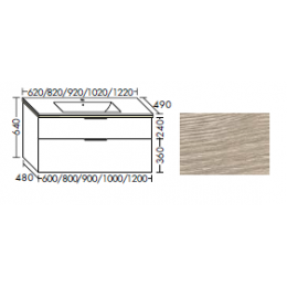 Тумба под раковину, Burg, Eqio, шгв 920*490*640, раковина в комплекте, LED подсветка, цвет-Flanelle oak decor