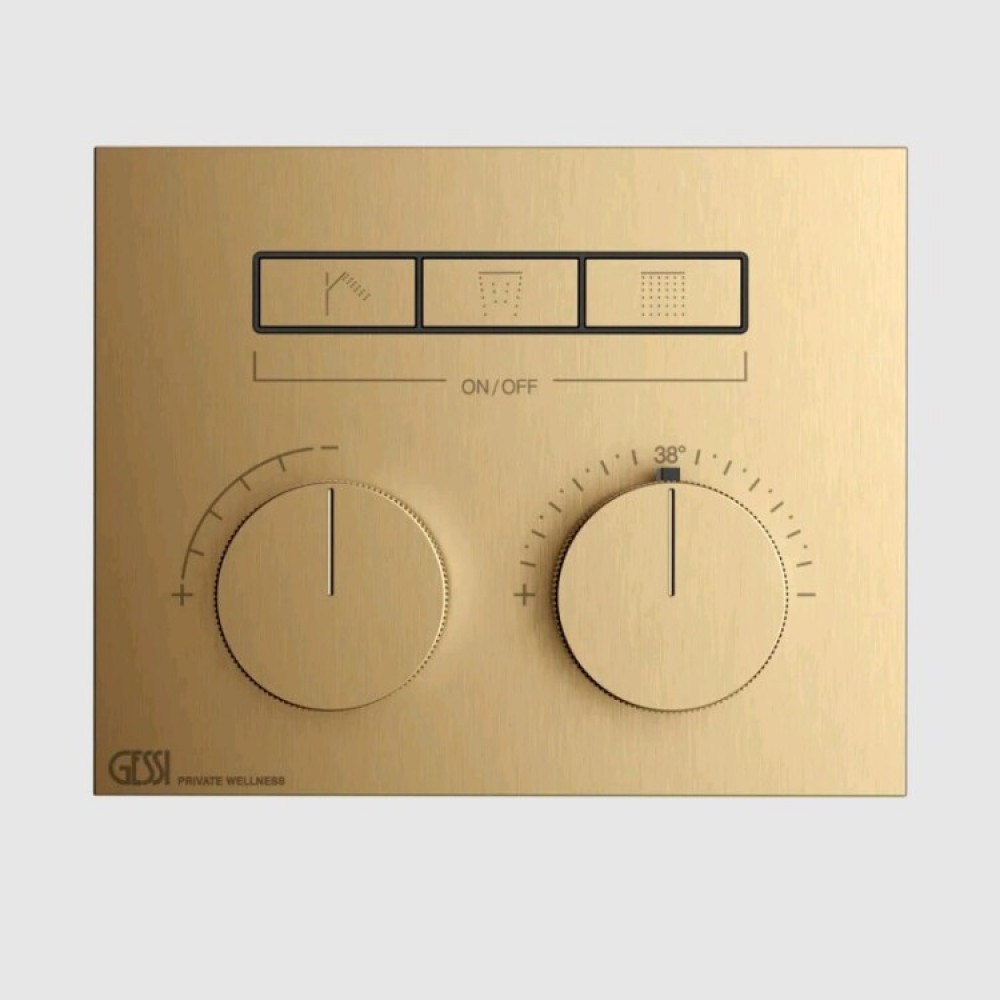 Смеситель для душа, Gessi, HI-FI Compact, на 3 потребителя, цвет-Warm Bronze Brushed PVD