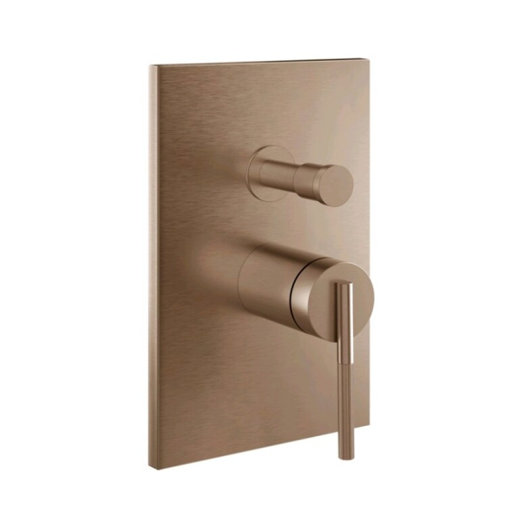 Смеситель для душа, Gessi, Ingranaggio, на 2 потребителя, цвет-Copper Brushed PVD