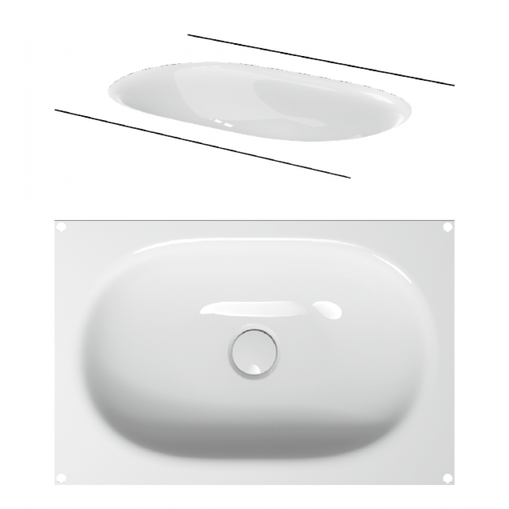 Раковина, Bette, BetteComodo, шгв 574*380*120, отверстия для смесителя-отсутствуют, цвет-Manhattan