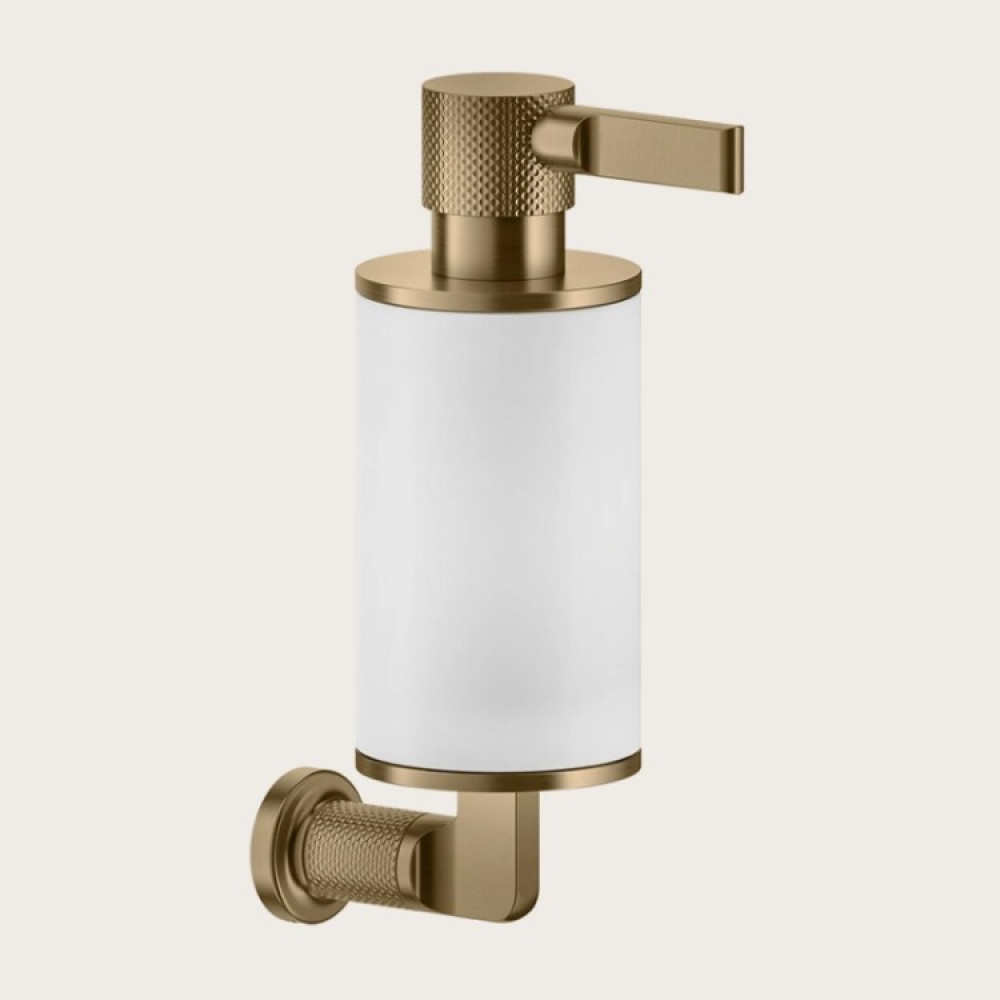 Дозатор для жидкого мыла, Gessi, Inciso, шгв 75*147*240, цвет дозатора-Warm Bronze Brushed PVD/белый