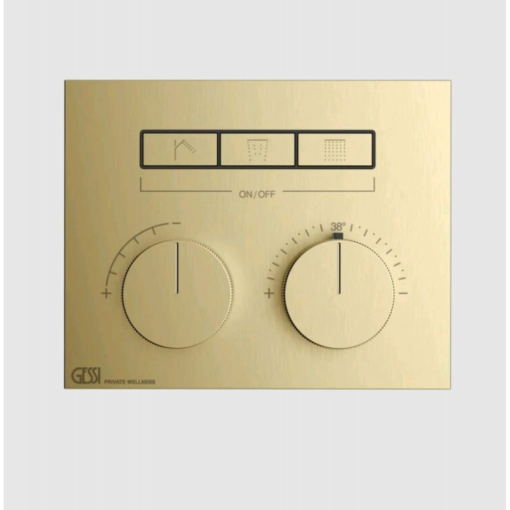 Смеситель для душа, Gessi, HI-FI Compact, на 3 потребителя, цвет-Brushed Brass PVD