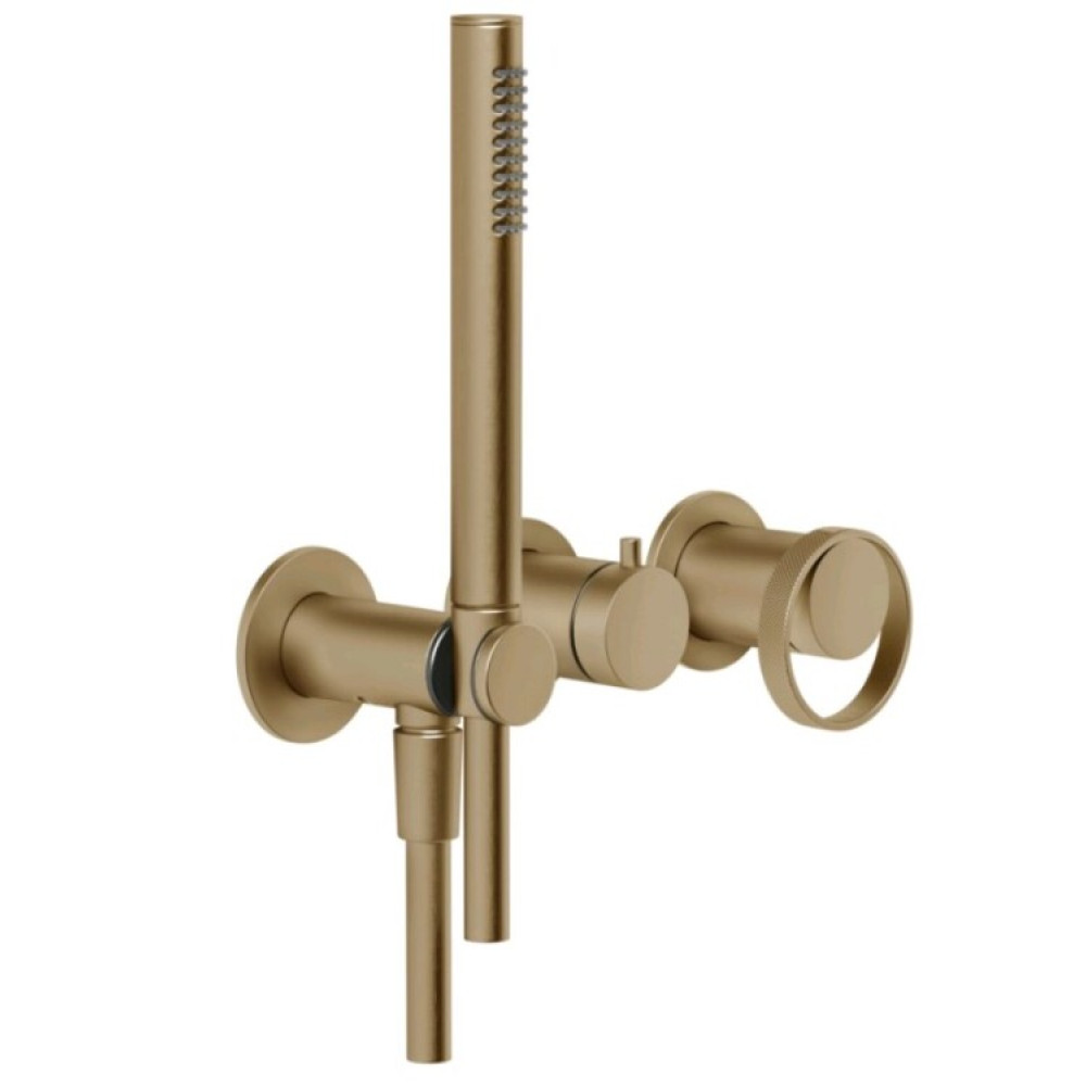 Смеситель для душа, Gessi, Anello, на 2 потребителя, цвет-Warm Bronze Brushed PVD