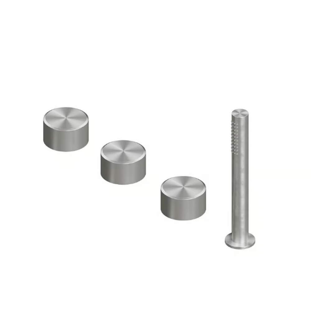 Смеситель для ванны и душа, Quadro design, Stereo, цвет-сталь шлифованная