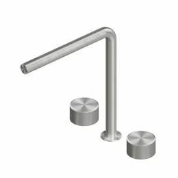 Смеситель для раковины, Quadro design, Stereo, цвет-сталь брашированная