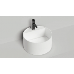 Раковина, Salini, Armonia Round Top 02, шгв 450*450*250, отверстия для смесителя-одно, цвет-RAL5003/белый глянцевый