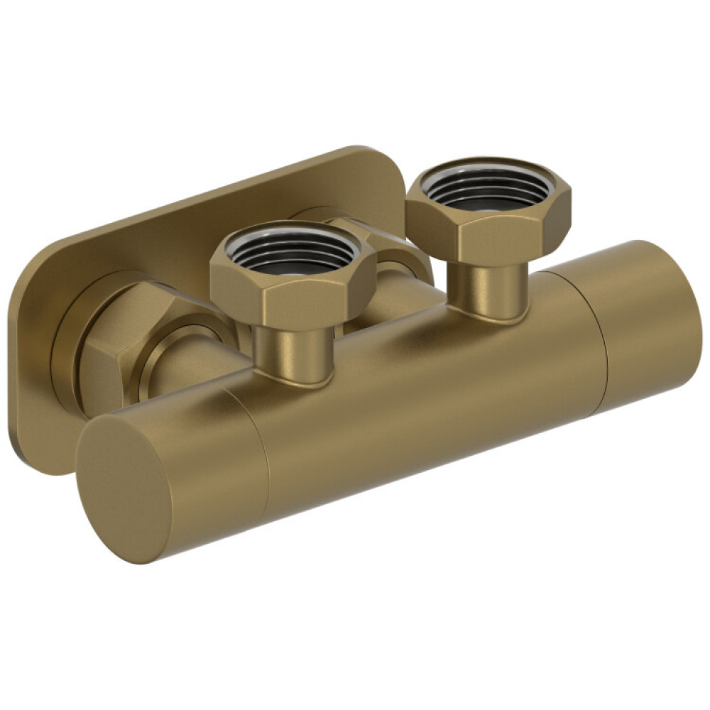 Вентиль, Сунержа, EU50, 2 х НГ G 3/4" / 2 х НГ G 3/4", угловой, скрытый, цвет-золотой шёлк