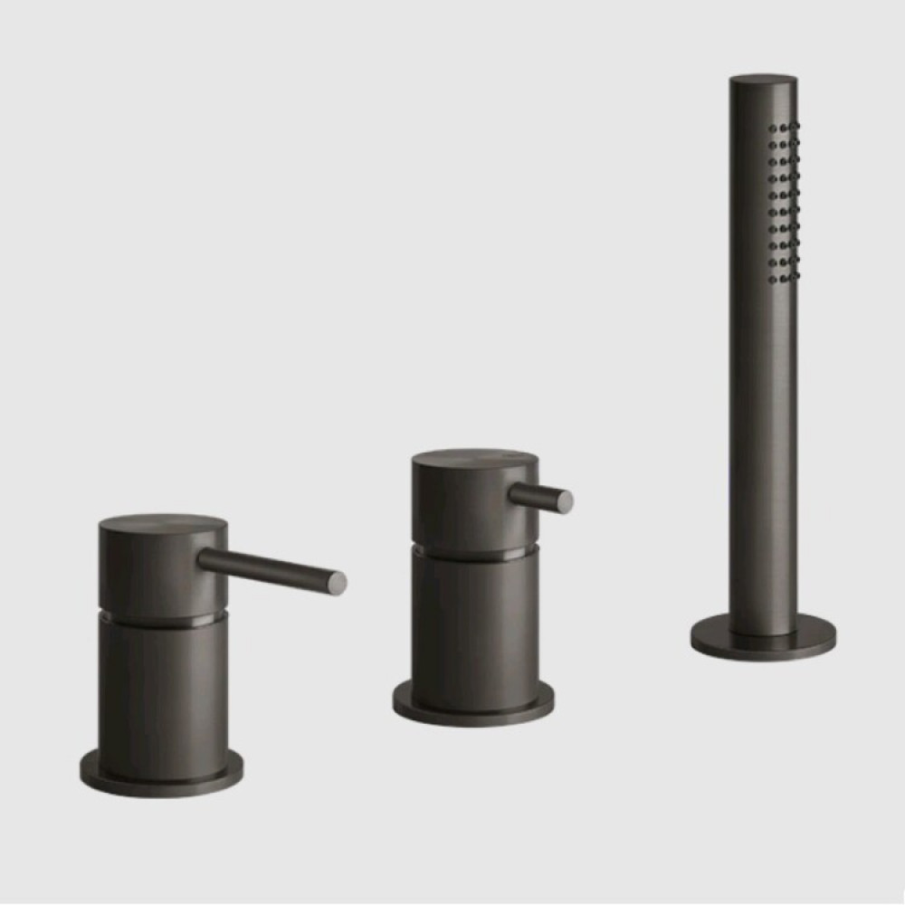 Смеситель для ванны и душа, Gessi, 316 Bath-Shower, на 2 потребителя, цвет-Black Metal Brushed PVD (старый арт. 54043/707)