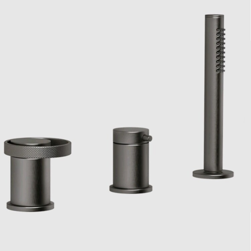 Смеситель для ванны и душа, Gessi, Anello, на 2 потребителя, цвет-Black Metal Brushed PVD
