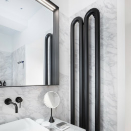 Полотенцесушитель, Antrax, Tubone, шгв 210*140*1700, штекер schuko, цвет-черный матовый (Matt Black, Nero Opaco)